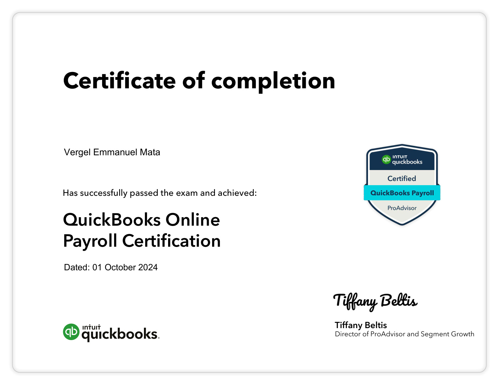 QuickBooks Payroll Certification