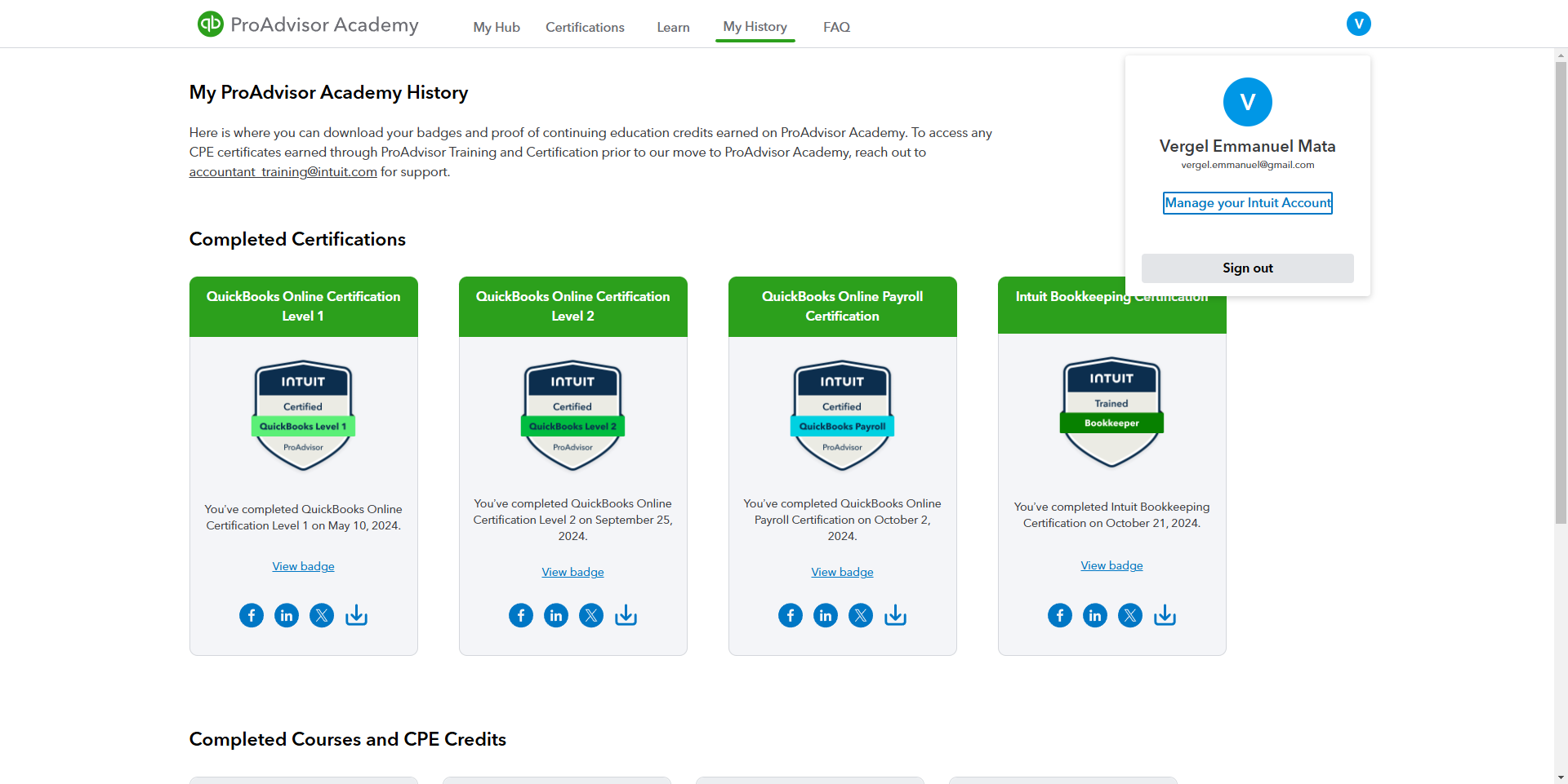 Intuit Academy Badges